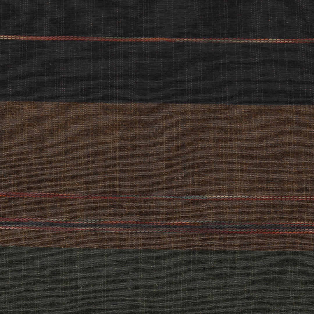 未使用品 袋帯 帯丈432cm 全通 縞 紬 リバーシブル カジュアル 紺系 正絹 Sランク 1223-01113