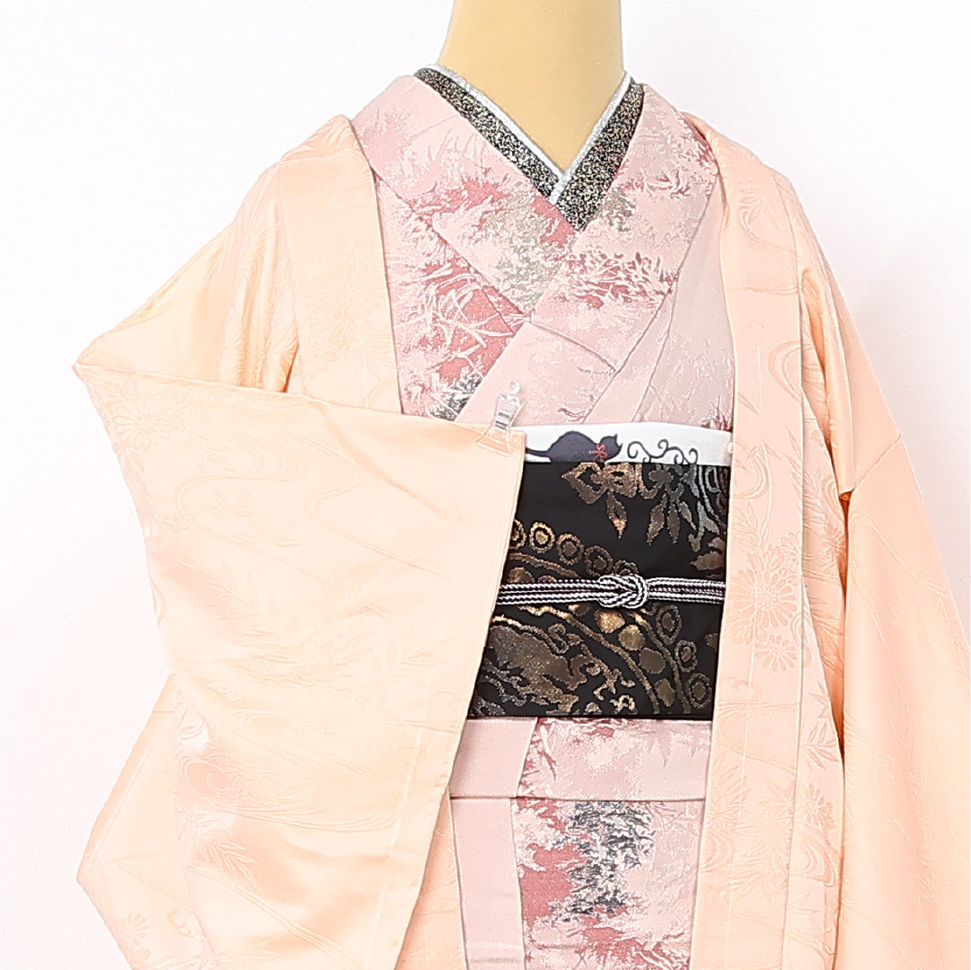 羽織 袷 身丈88cm 裄丈64cm 正絹 Aランク カジュアル Mサイズ 流水 菊 ピンク系 HP 1232-12568