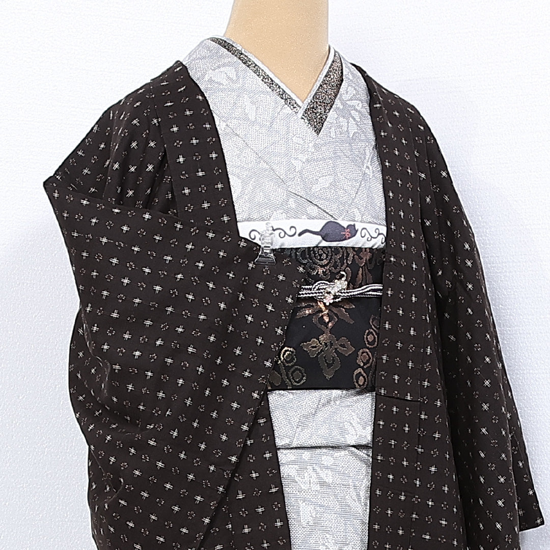 羽織 身丈96cm 裄丈63cm S 正絹 Aランク 袷 井絣 1217-10292
