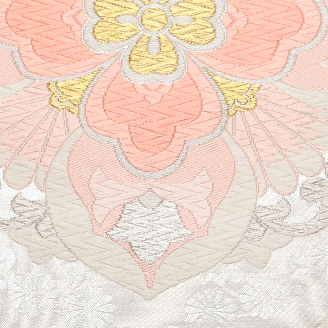 袋帯 帯丈442cm 正絹 六通 フォーマル 宝相華 銀系 1243-01338