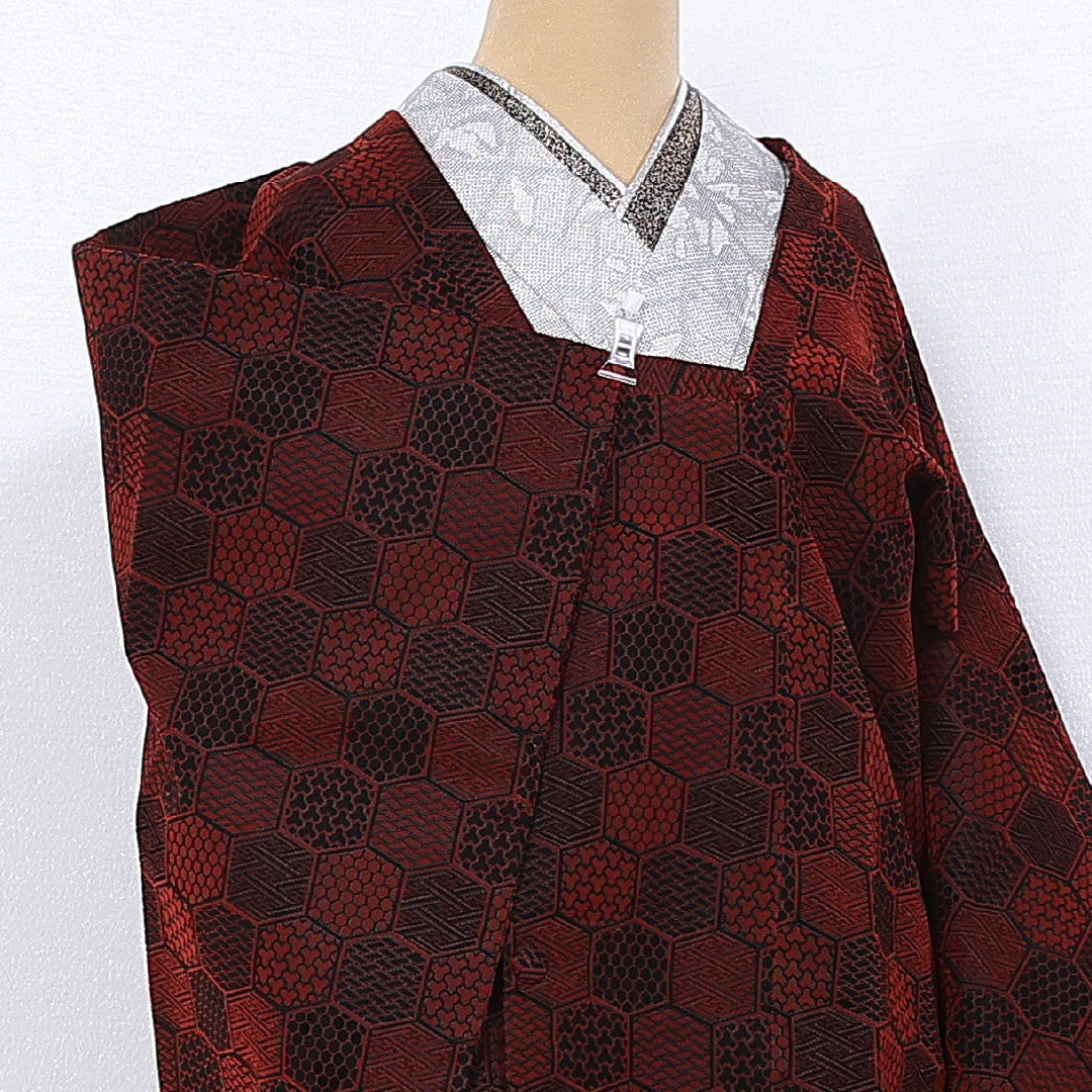 道行コート 身丈101cm 裄丈66cm M ポリエステル Sランク 袷 洗える着物 亀甲 毘沙門亀甲 1263-10615