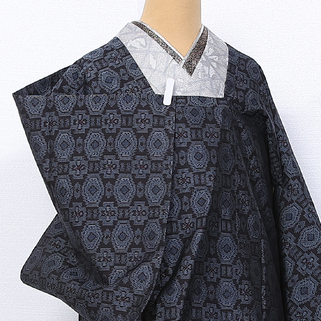 道行コート 身丈82cm 裄丈65cm M 正絹 Sランク 袷 紬 ポケットあり オリエンタル 1263-10742