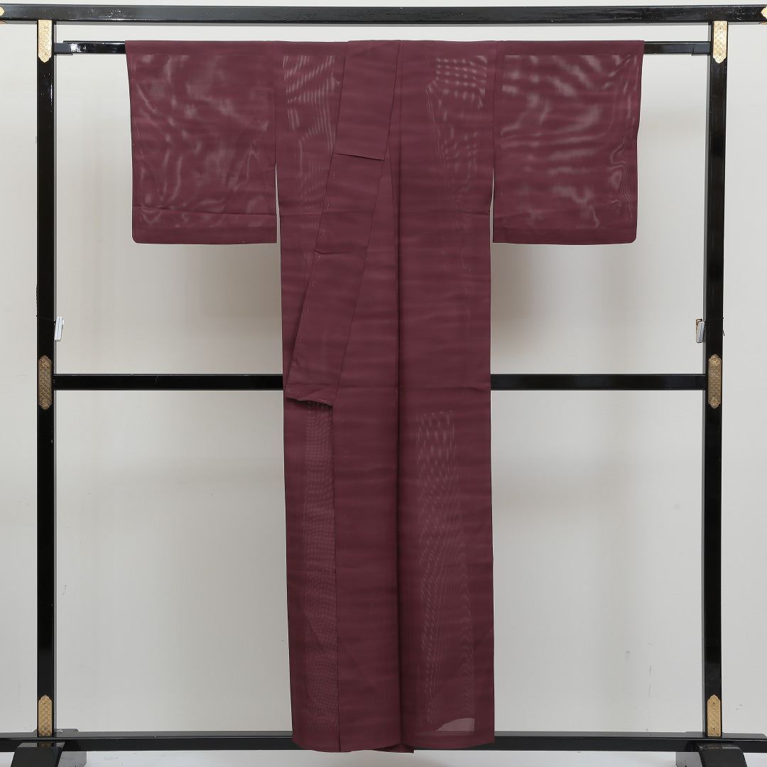 夏物 色無地 絽 身丈150cm 裄丈65cm 正絹 Aランク インフォーマル 広衿 Sサイズ ぼかし染 赤系 M4 1219-05024