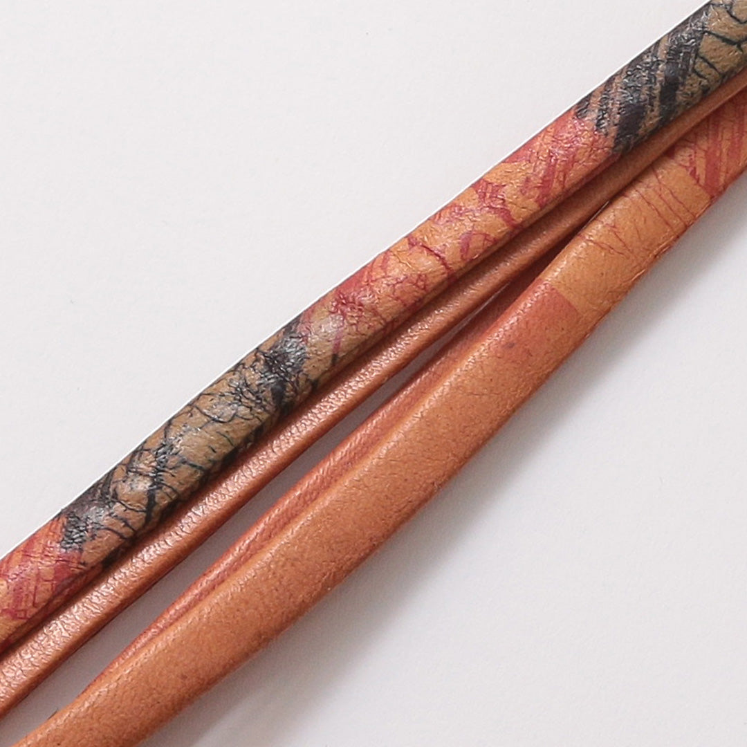 未使用品 帯締め 本革 Sランク 革紐 三分紐 茶系 1236-01410