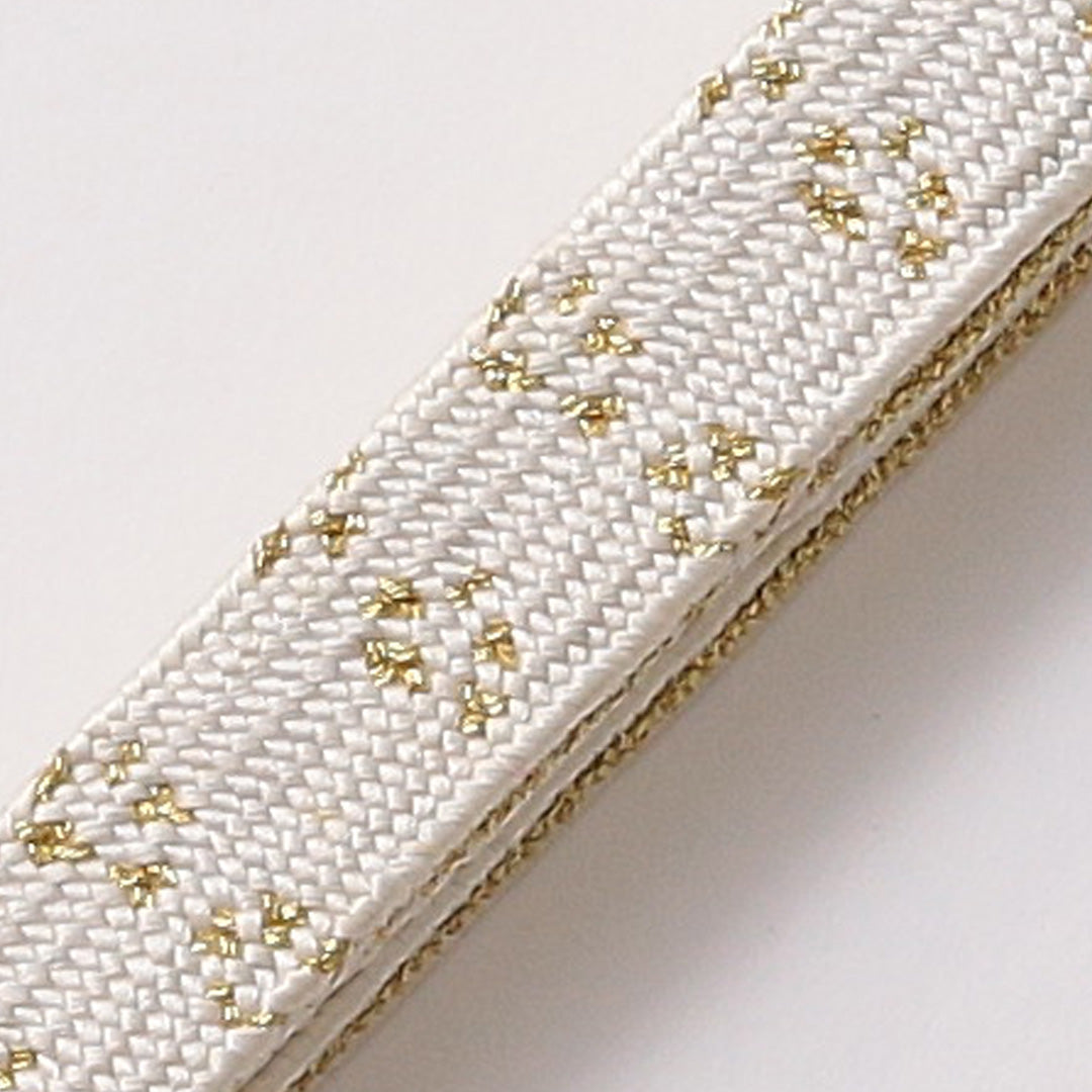 新古品 帯締め 留袖用 正絹 Nランク 平組紐 白系 金系 共箱 D 1236-01383