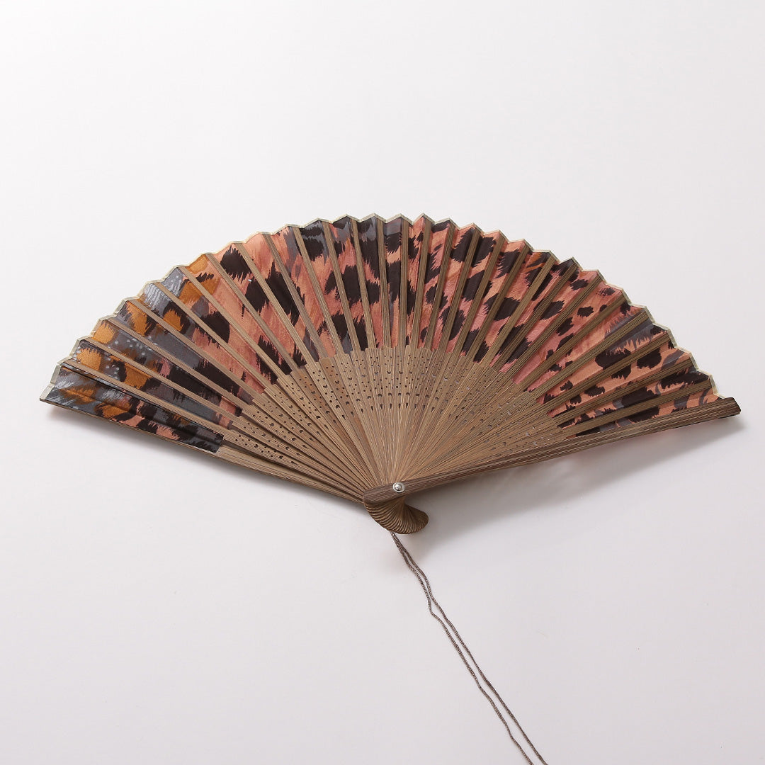 扇子 Aランク 生地扇子 カジュアル 豹柄 木製 和装小物 茶系 1240-00949