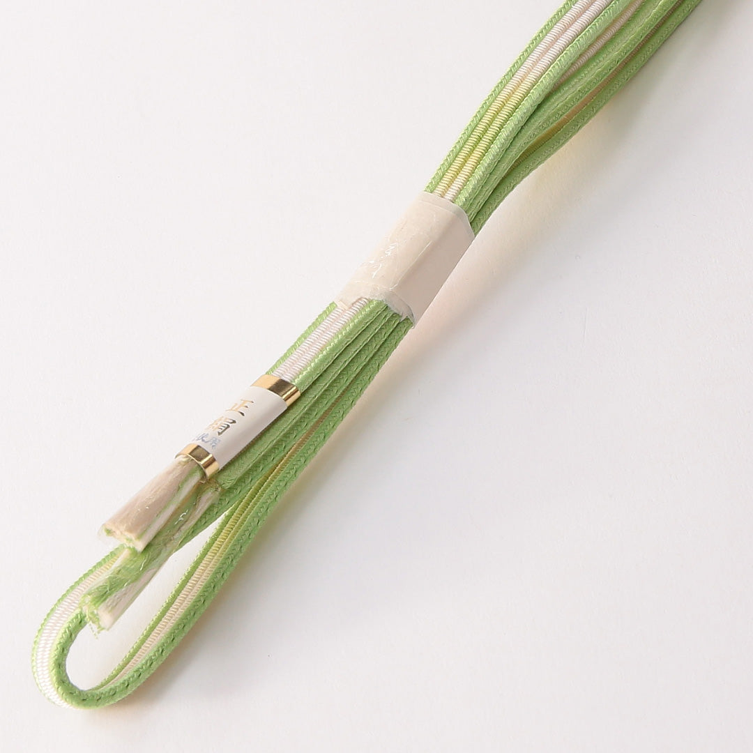 新古品 帯締め 正絹 Nランク 平組紐 緑系 白系 1236-01522
