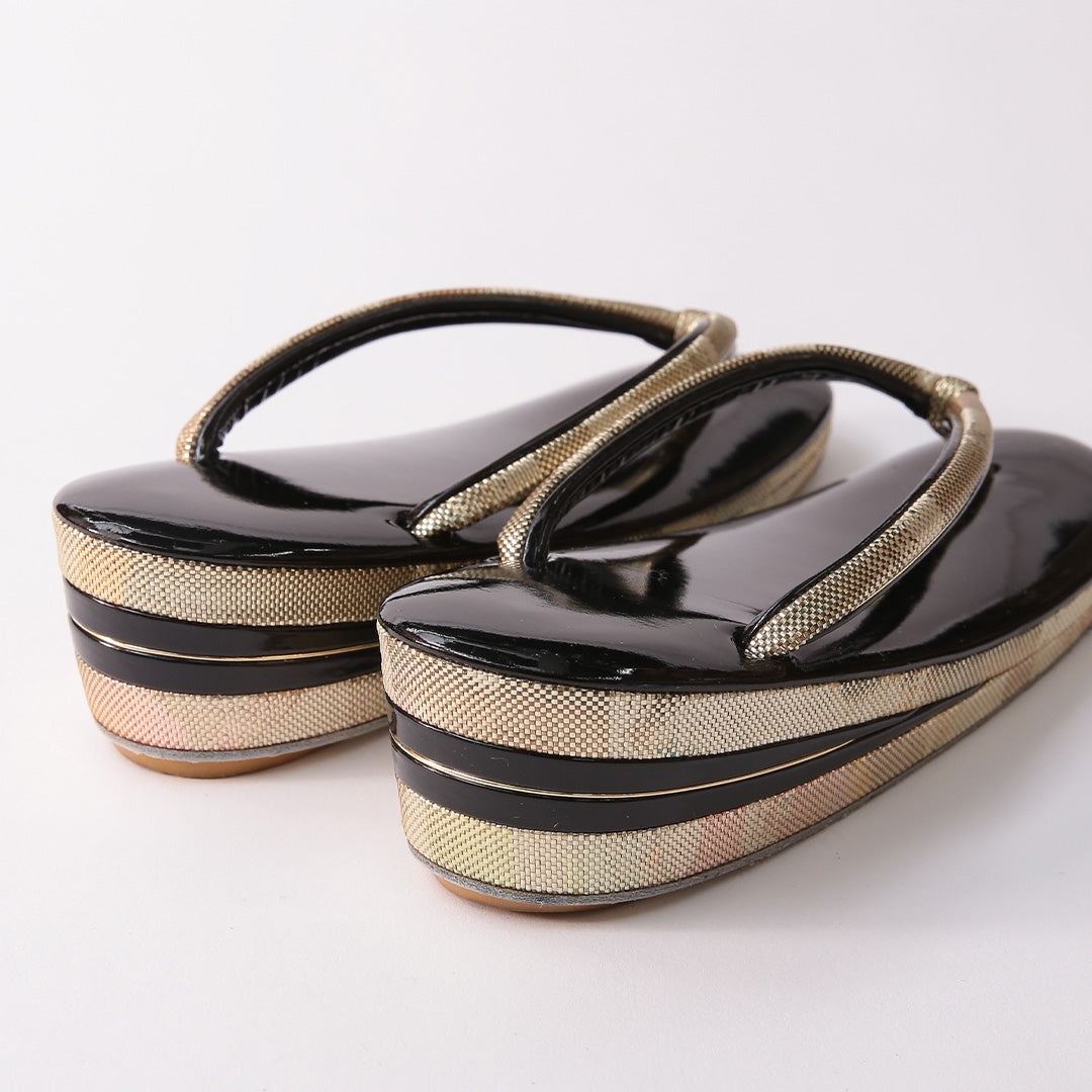 草履・バッグセット Aランク 礼装用 正絹 和装小物 黒系 1241-00990