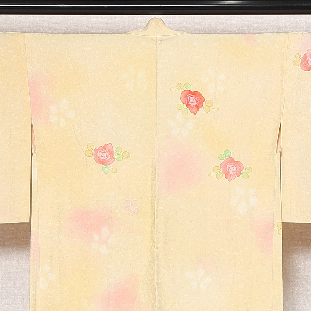 洗える着物 道行コート 袷 身丈86cm 裄丈65cm ポリエステル Sランク セミフォーマル Mサイズ 薔薇 クリーム系 RP 1237-13748