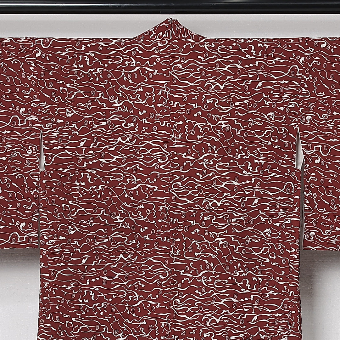 羽織 袷 身丈75cm 裄丈62cm 正絹 Aランク カジュアル Sサイズ 紐あり 創作柄 赤系 HP 1232-12789