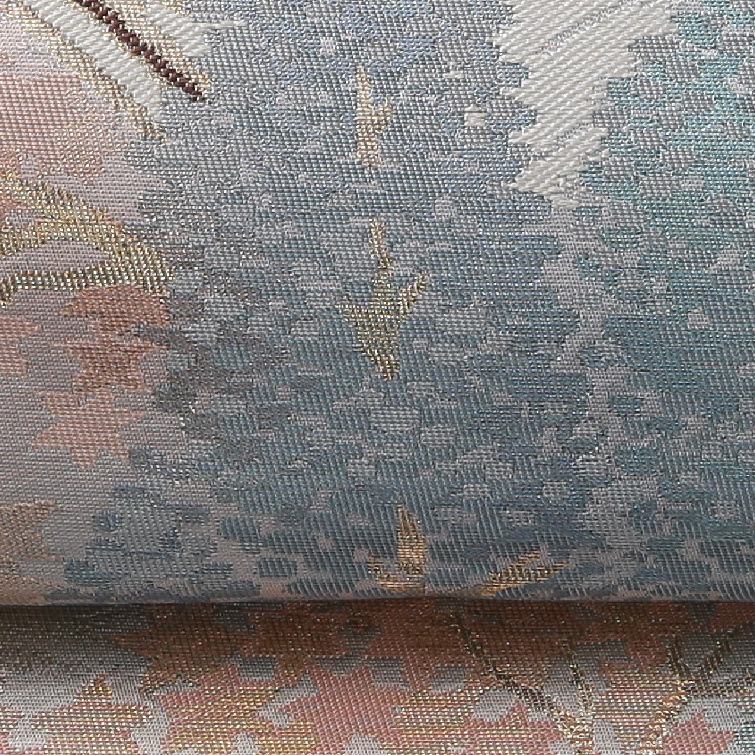 袋帯 帯丈420cm セミフォーマル 六通 Aランク 正絹 山 紫系 1223-02156