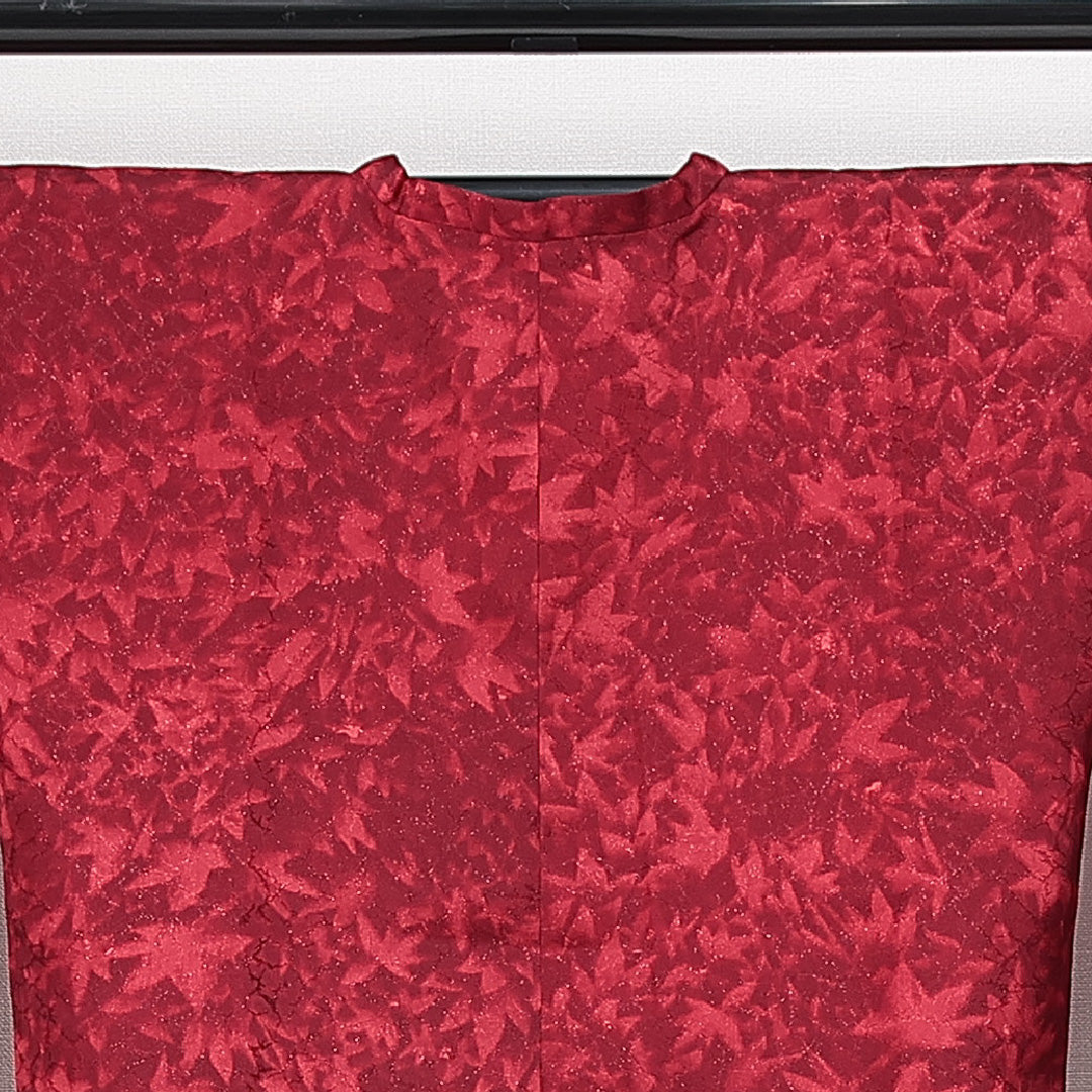 道行コート 袷 身丈81cm 裄丈65cm 正絹 Aランク セミフォーマル Mサイズ 紅葉 赤系 HP 1237-14811