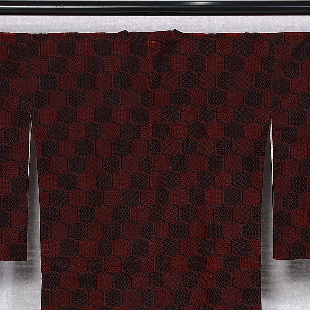 道行コート 身丈101cm 裄丈66cm M ポリエステル Sランク 袷 洗える着物 亀甲 毘沙門亀甲 1263-10615