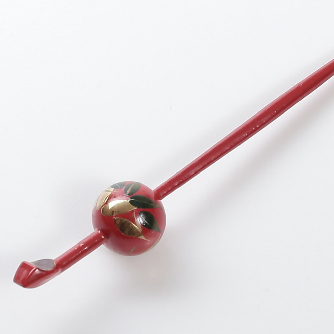 かんざし 和装小物 Sランク 木 木工 蒔絵 赤系 1221-00049