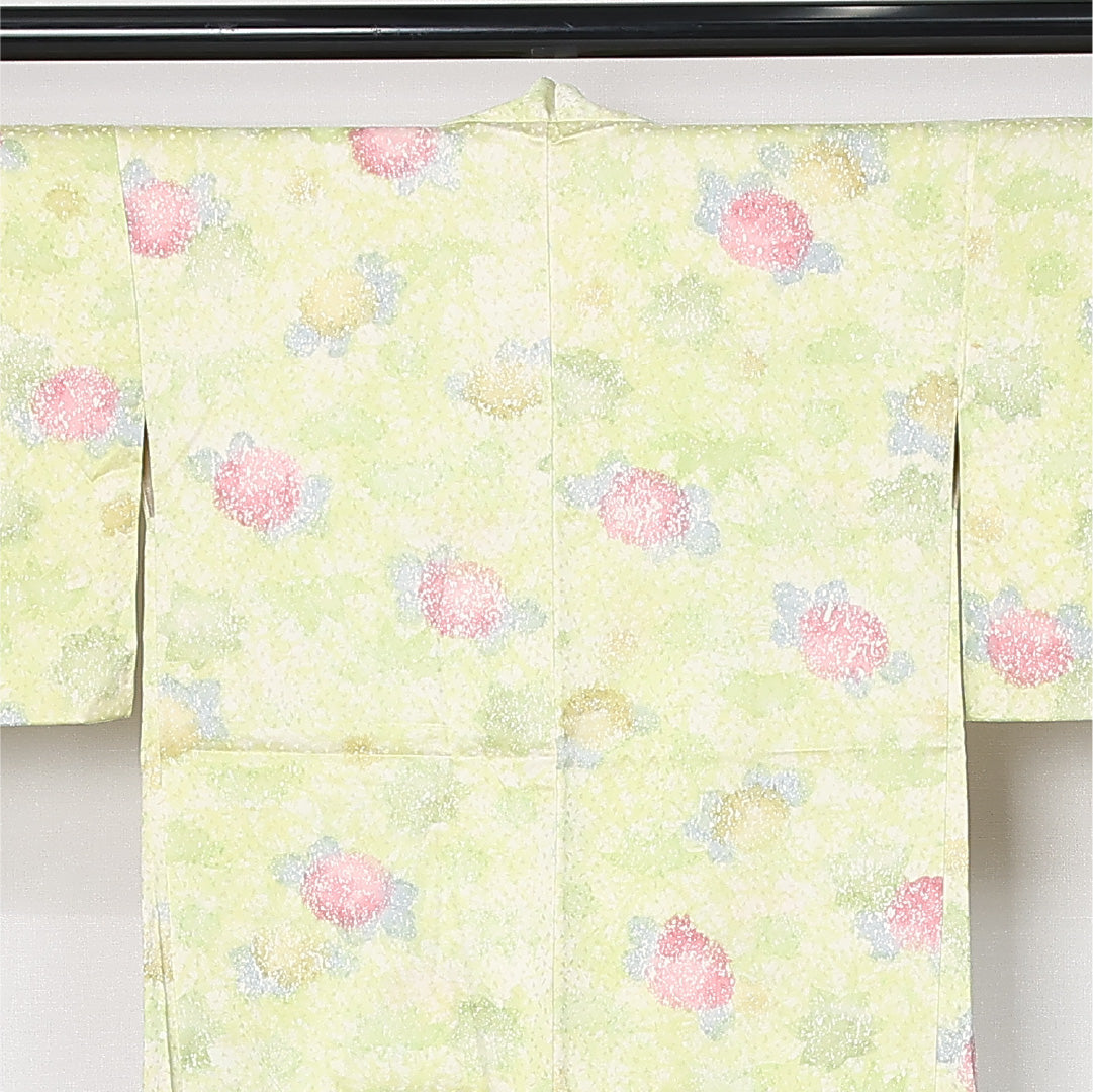 羽織 身丈73cm 裄丈63cm Aランク S ポリエステル 洗える着物 単衣 フェミニン 花柄 カジュアル 緑系 1217-12524