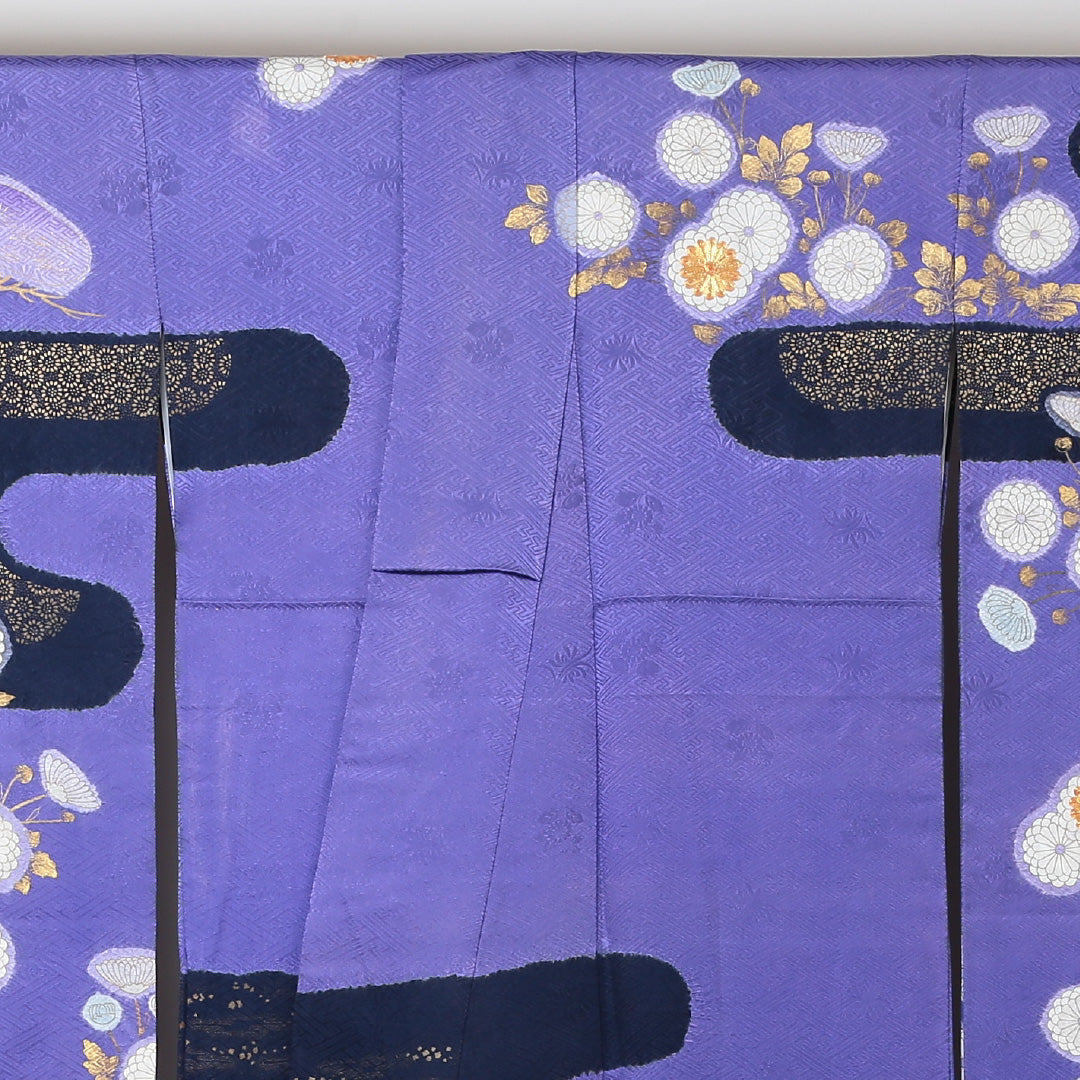 振袖 身丈171cm 裄丈70.5cm Bランク 袷 正絹 広衿 エ霞 金彩 金駒刺繍 松 1213-F0046