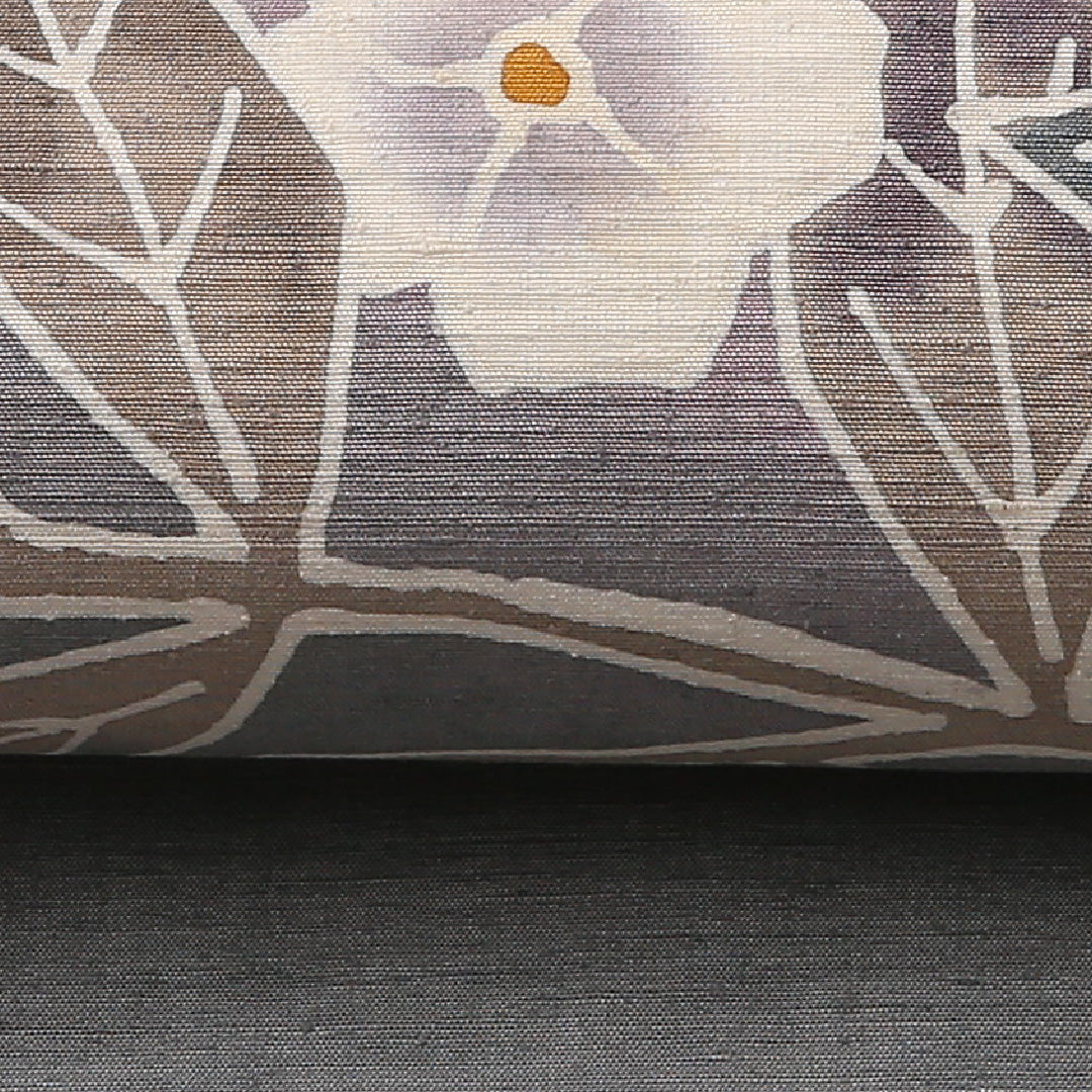 袋帯(紬) 帯丈462cm 正絹 ポイント柄 染め帯 インフォーマル 花柄 紫系 緑系 1243-01556