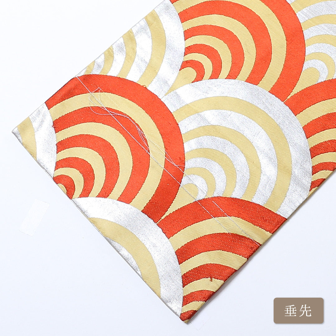 アンティーク 名古屋帯 帯丈345cm 六通 名古屋仕立て 正絹 青海波 レトロ セミフォーマル Cランク グラデーション系 1224-00763-599 1224-00763