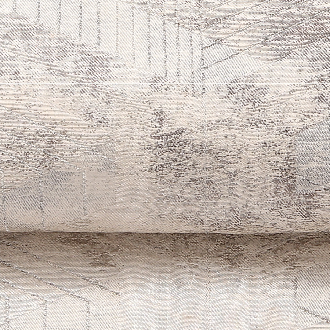 九寸名古屋帯 帯丈356cm セミフォーマル 開き仕立て ポイント柄 Sランク 正絹 銀箔 菱 白系 銀系 1224-03143