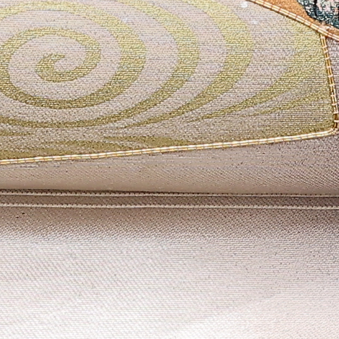 名古屋帯 帯丈338cm ポイント柄 名古屋仕立て Bランク セミフォーマル 金駒刺繍 引箔 金彩 牡丹 クリーム系 正絹 銀系 1224-00999