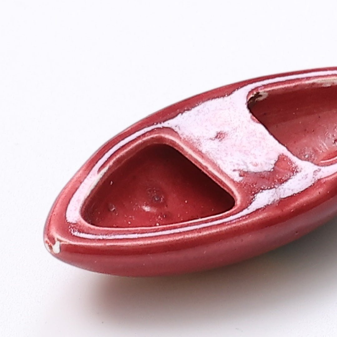 帯留め トンボ 陶器 九谷焼 横幅4.6cm 長さ2.2cm 赤系 Sランク 1231-000194
