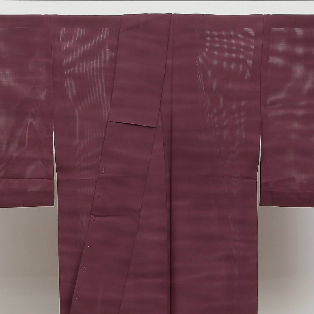 夏物 色無地 絽 身丈150cm 裄丈65cm 正絹 Aランク インフォーマル 広衿 Sサイズ ぼかし染 赤系 M4 1219-05024