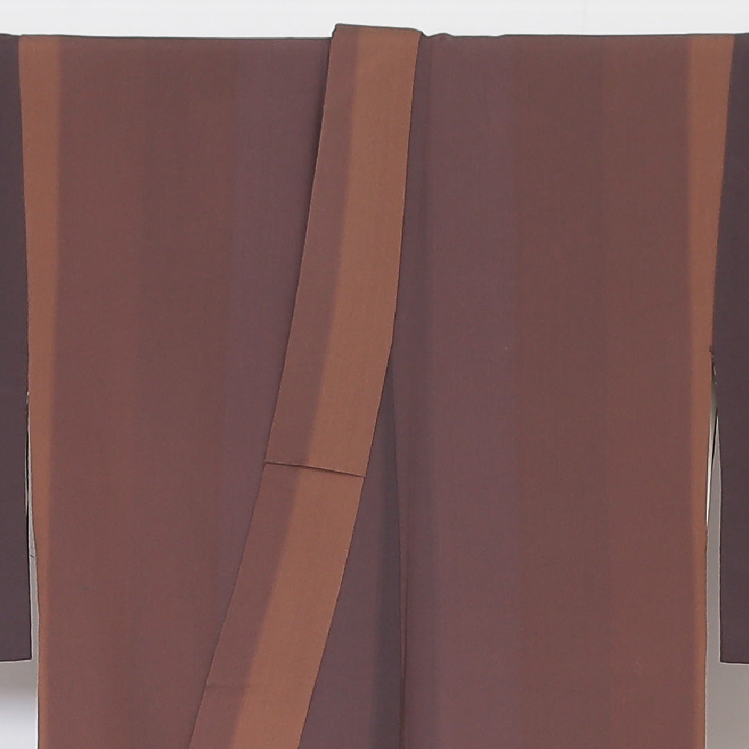 小紋 袷 身丈148cm 裄63cm 茶系 縞 正絹 Bランク 1215-01829-4114