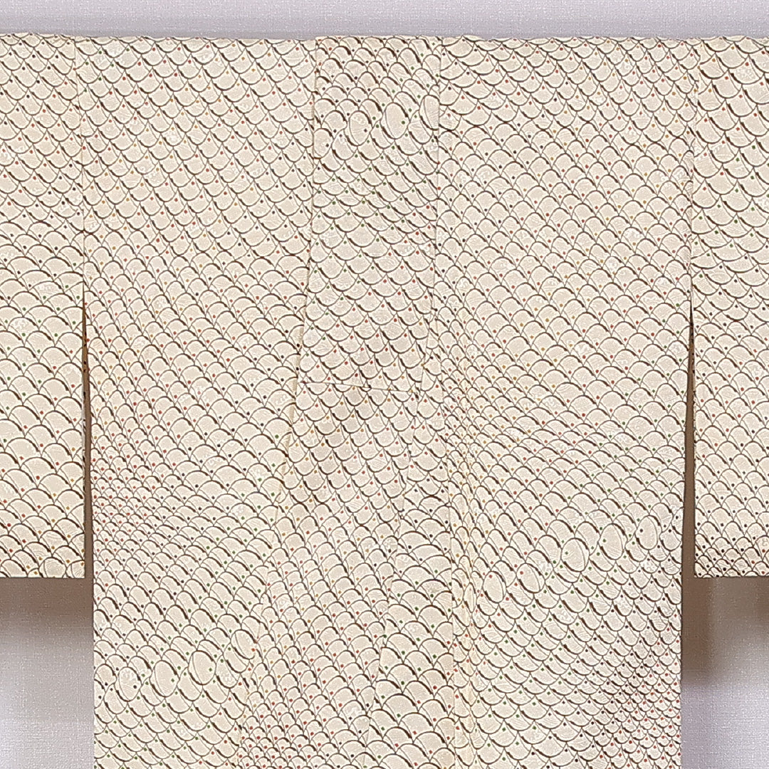 付下げ 身丈164cm 裄丈64.5cm L ポリエステル Sランク 袷 洗える着物 広衿 幾何学 1261-10821