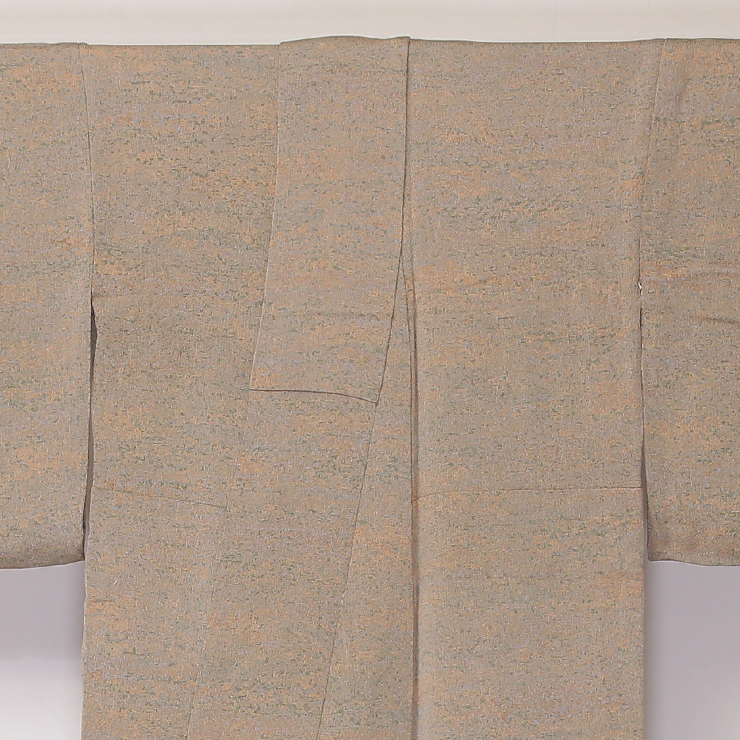 小紋 単衣 身丈157cm 裄丈61cm 正絹 Bランク Mサイズ 広衿 インフォーマル ちりめん 抽象柄 ぼかし染 ベージュ系 1215-02153