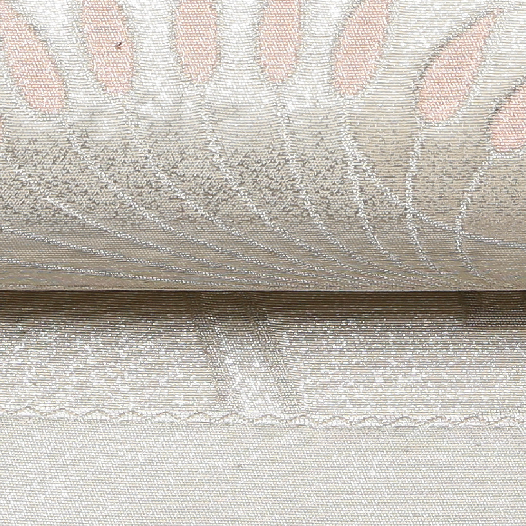 袋帯 帯丈426cm 正絹 六通 セミフォーマル 創作柄 銀箔 クリーム系 銀系 1243-01279