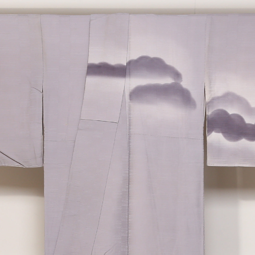 訪問着 袷 身丈153cm 裄64cm 正絹 紫系 Cランク 風景柄 雲 山 1212-00445-5220 1212-00445