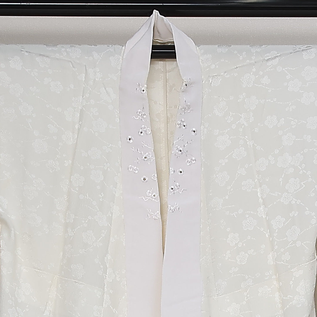 長襦袢 無双袖 身丈121cm 裄丈67cm 正絹 Sランク Sサイズ 梅 白系 RP 1239-13448