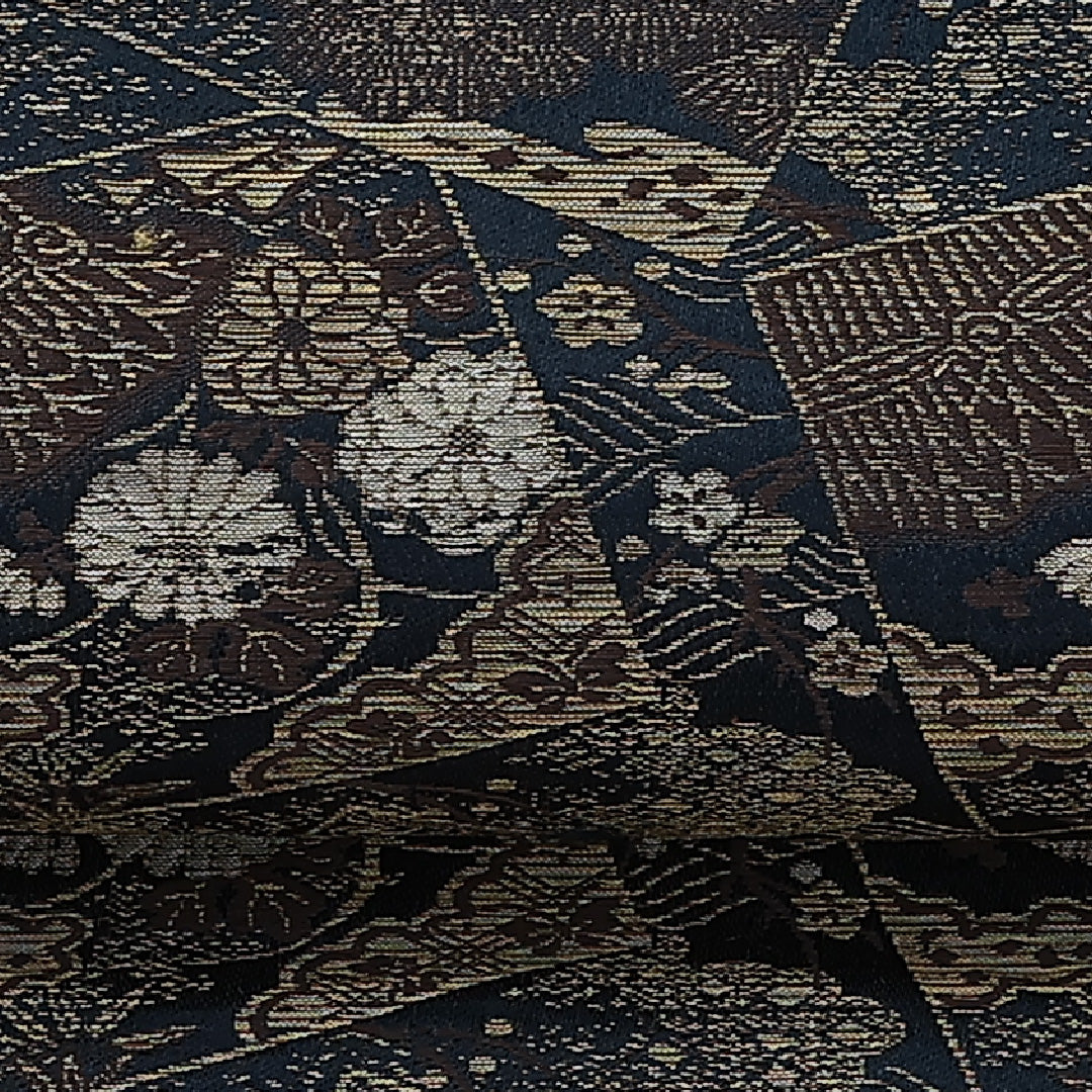 アンティーク 丸帯 帯丈380cm 全通 松竹梅 フォーマル 紺系 正絹 Aランク 1223-00897