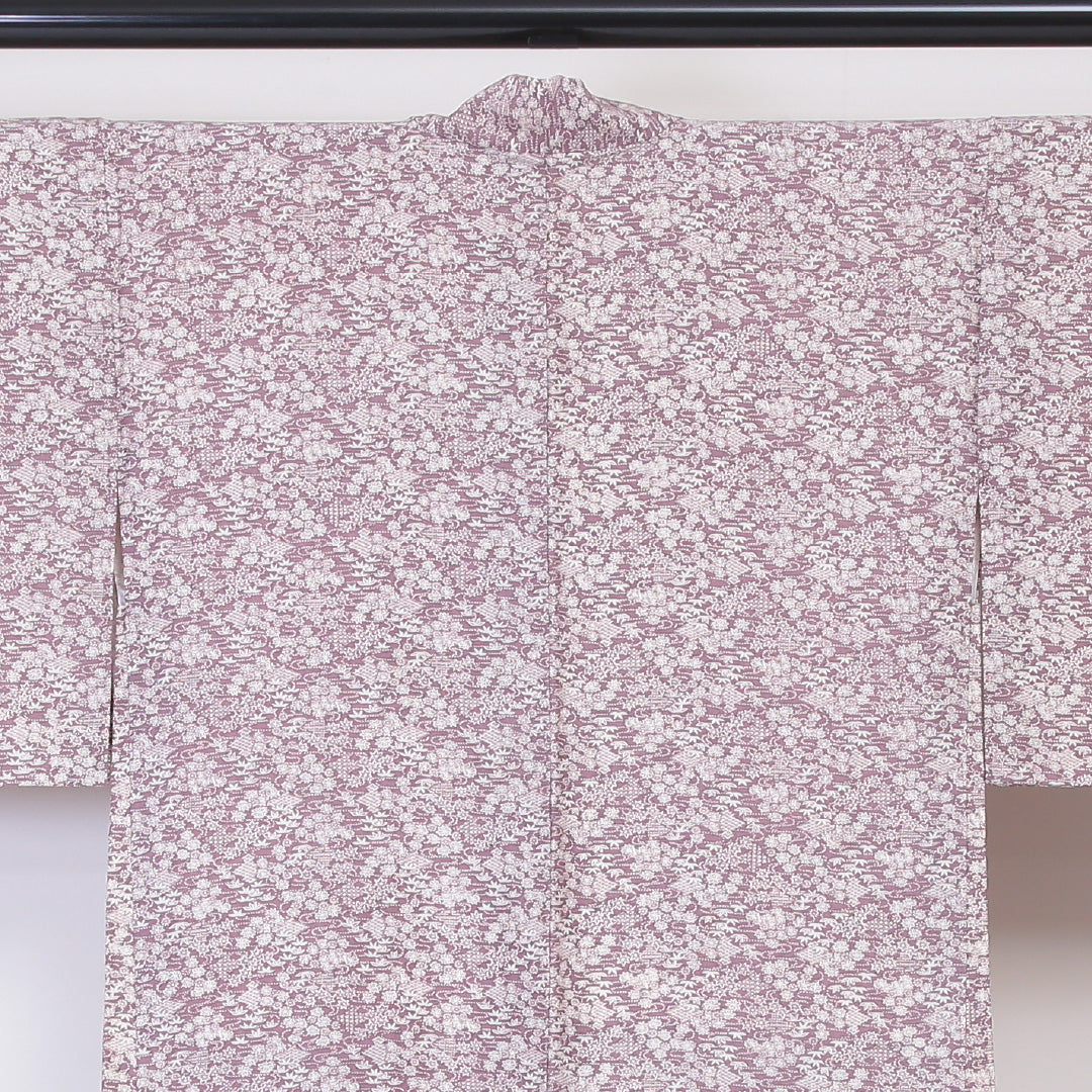 羽織 袷 身丈76cm 裄丈61cm 正絹 Aランク Sサイズ カジュアル ちりめん 紅葉 紫系 1217-06003