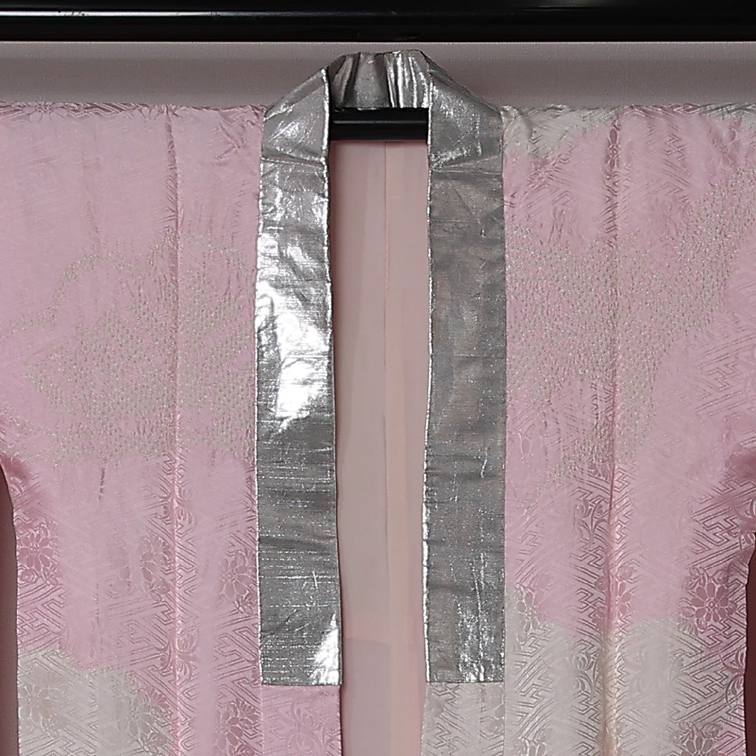 振袖用 長襦袢 袷 身丈128cm 裄丈63cm 正絹 Aランク Lサイズ 紗綾型 ピンク系 RP 1240-12655