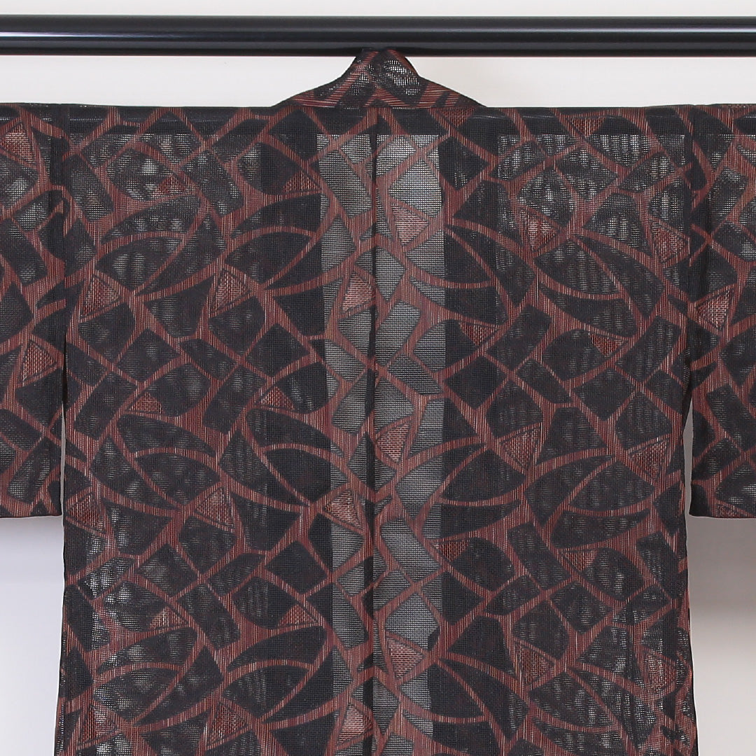 夏物 道中着 羅 身丈80cm 裄64.5cm 正絹 Sランク 茶系 1217-00522