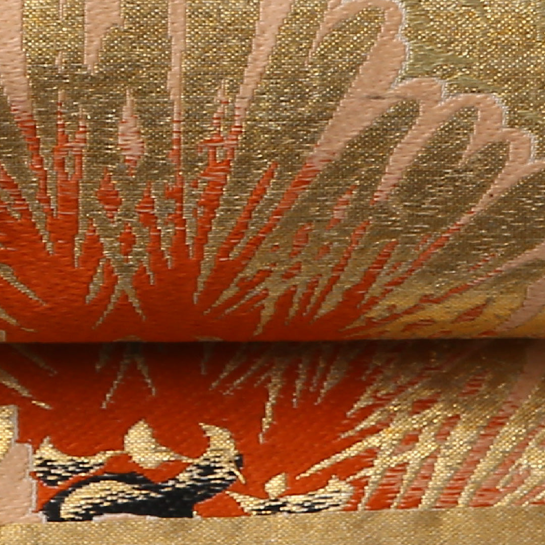 アンティーク 九寸名古屋帯 Aランク 帯丈351cm 正絹 全通 名古屋仕立て 織り 松 金系 LP 1245-02664