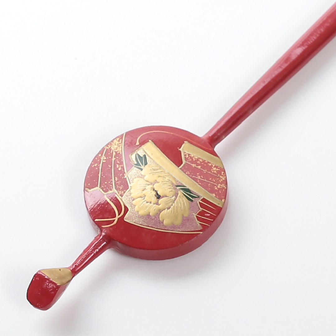 かんざし 和装小物 Sランク 木 木工 蒔絵 赤系 1221-00045