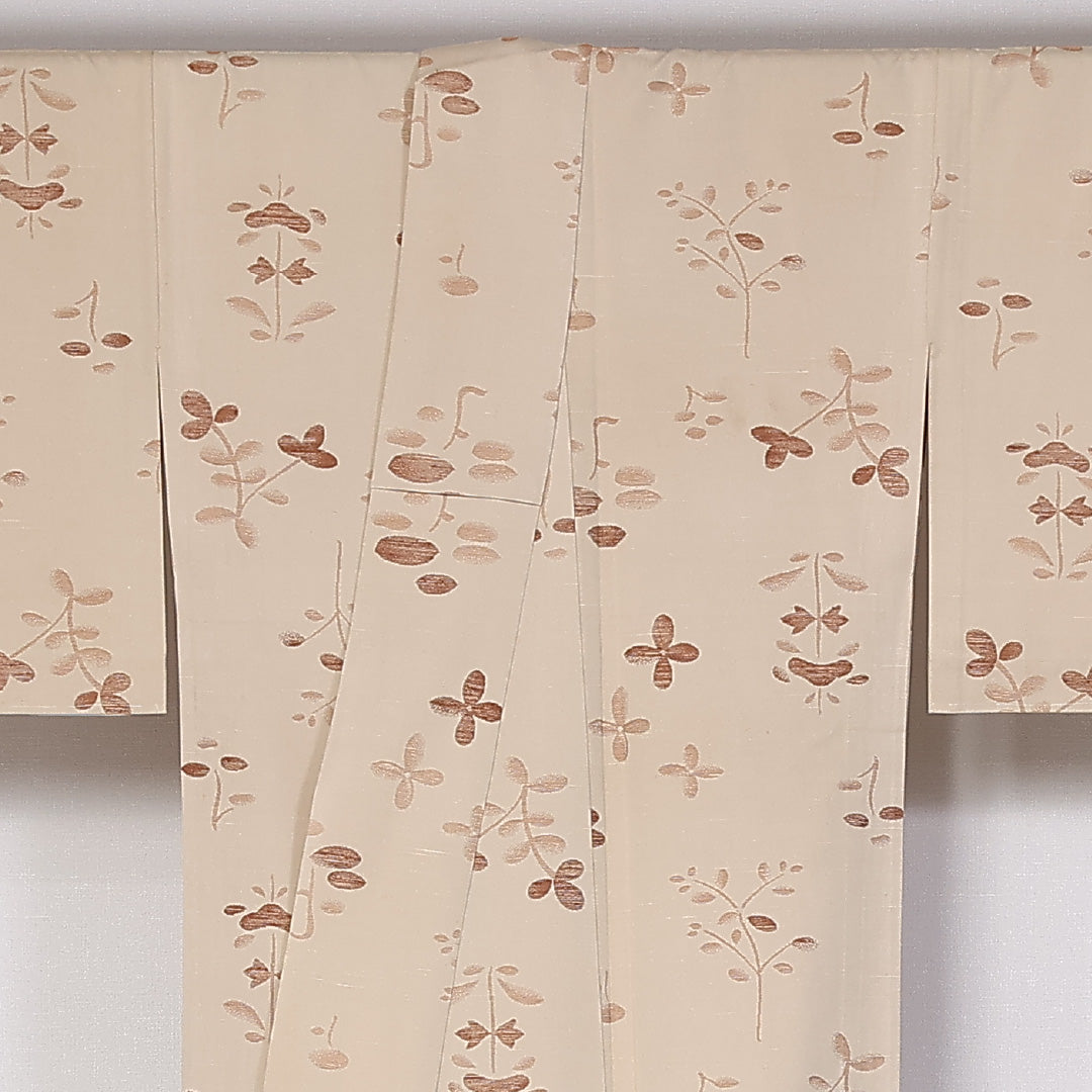 紬 単衣 身丈153cm 裄65cm 正絹 茶系 Aランク 1216-01381