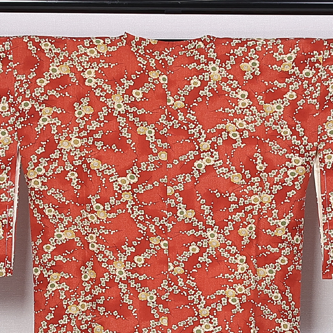 道行コート 袷 身丈84cm 裄丈62cm 正絹 Aランク セミフォーマル Sサイズ 梅 朱系 HP 1237-10290