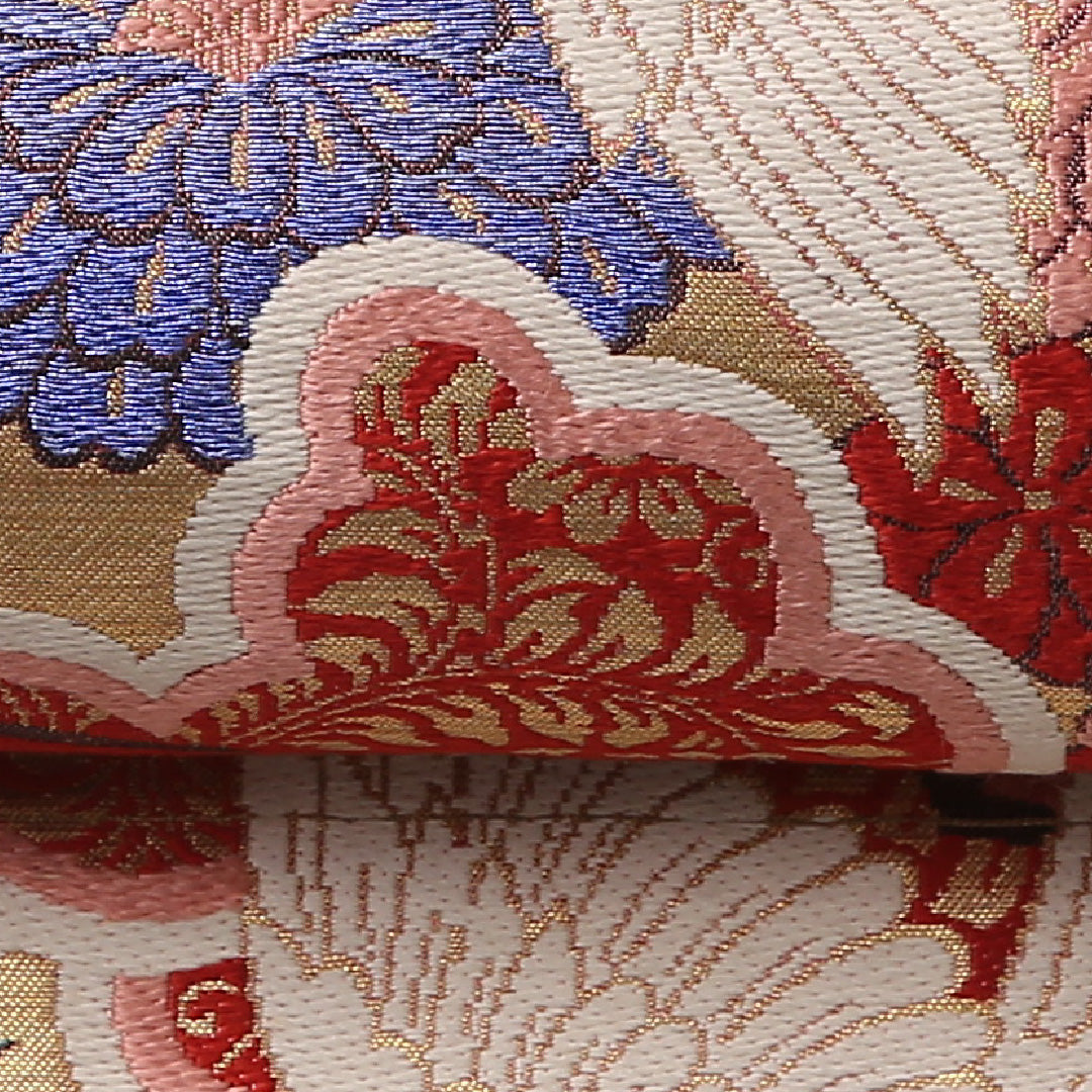 アンティーク 名古屋帯 ポイント柄 帯丈318cm Bランク 正絹 鳳凰 古典的 華やか ピンク系 1224-02648