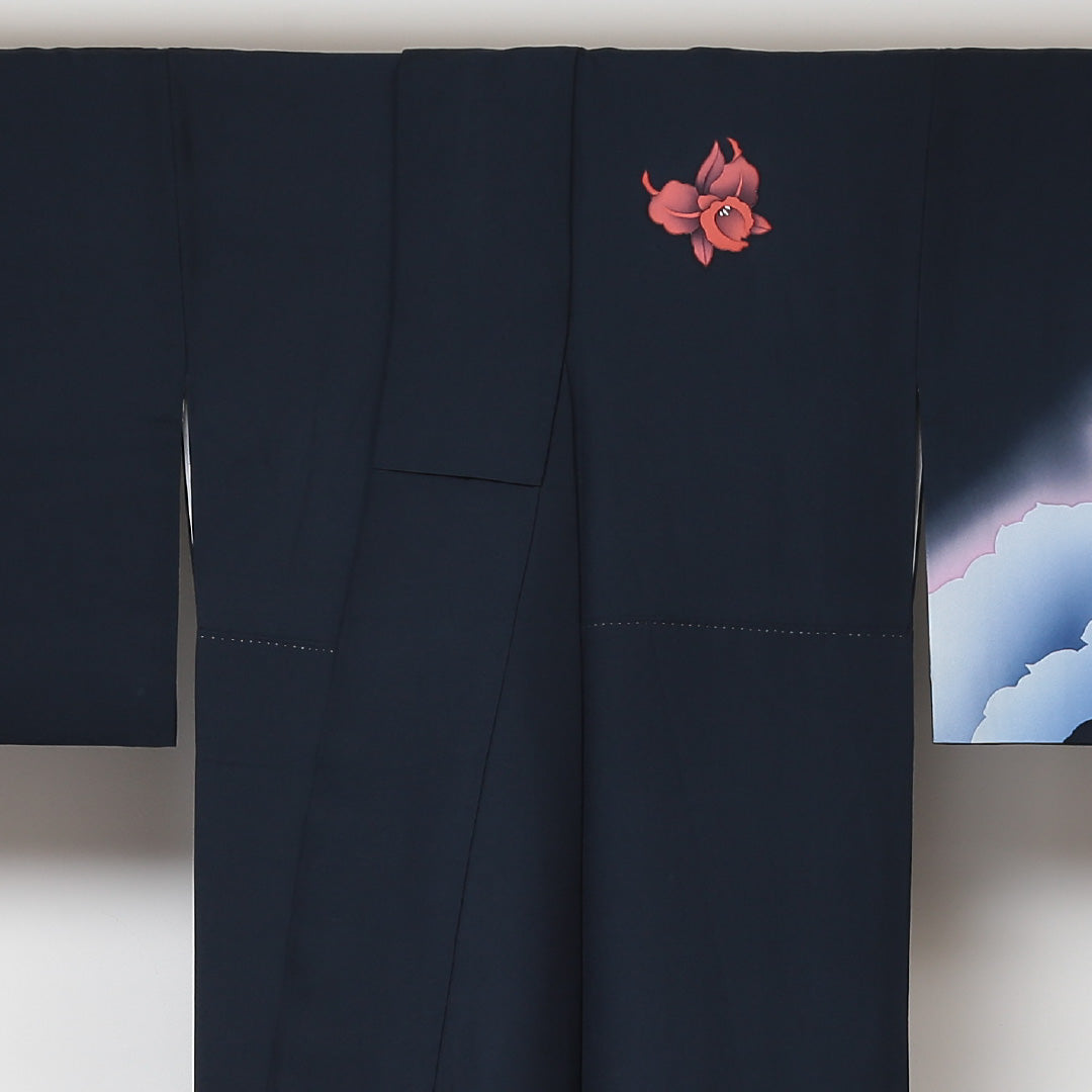 訪問着 袷 身丈160cm 裄66.5cm 正絹 黒系 Aランク 1212-00406-3410 1212-00406