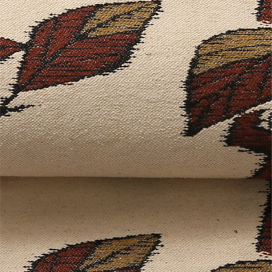 八寸名古屋帯 Cランク 帯丈352cm 正絹 六通 松葉仕立て 織り カジュアル 紬 植物柄 クリーム系 RP 1245-03094