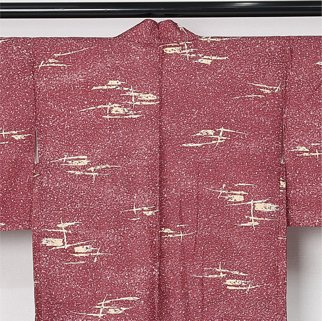 洗える着物 羽織 袷 身丈80cm 裄丈64cm ポリエステル Aランク カジュアル Mサイズ 紐あり 創作柄 紫系 HP 1232-12525