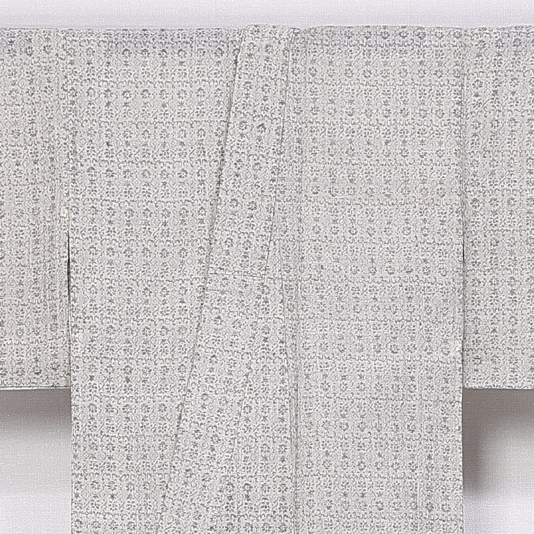 紬 身丈149cm 裄丈60.5cm XS 麻 Cランク 単衣 洗える着物 バチ衿 ちぢみ 創作 レトロ 1216-11239