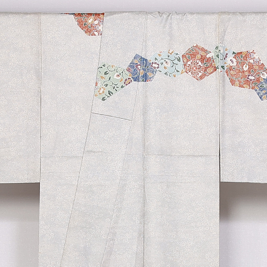 訪問着 袷 身丈158cm 裄丈63cm 正絹 Sランク セミフォーマル 広衿 Mサイズ 金通し 唐華 銀系 RP 1217-04830