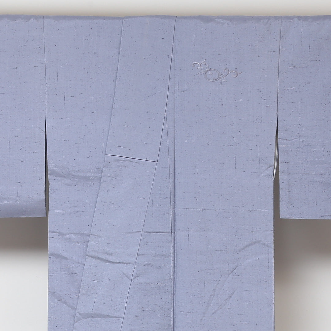 付下げ (牛首紬) 袷 身丈153cm 裄丈64cm 正絹 Sランク インフォーマル 広衿 Sサイズ 刺繍 植物柄 水色系 PO 1218-03100