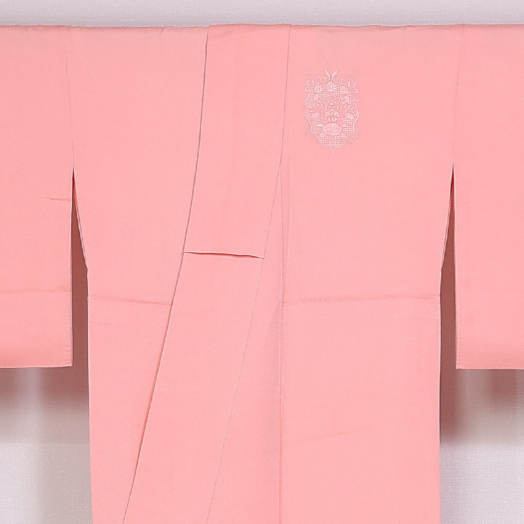 色無地 身丈161cm 裄丈65cm Sランク 袷 一つ紋 正絹 広衿 付下げ 蘇州刺繍 汕頭刺繍 五三桐 地紋あり 1214-10049