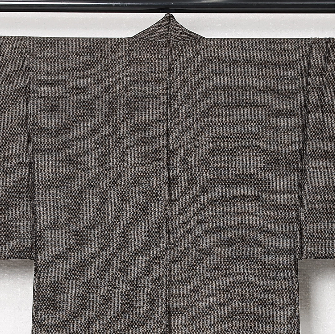 羽織 男性用 袷 身丈100cm 裄丈66cm 正絹 Aランク カジュアル Sサイズ 亀甲絣 根付 茶系 RP 1235-13020