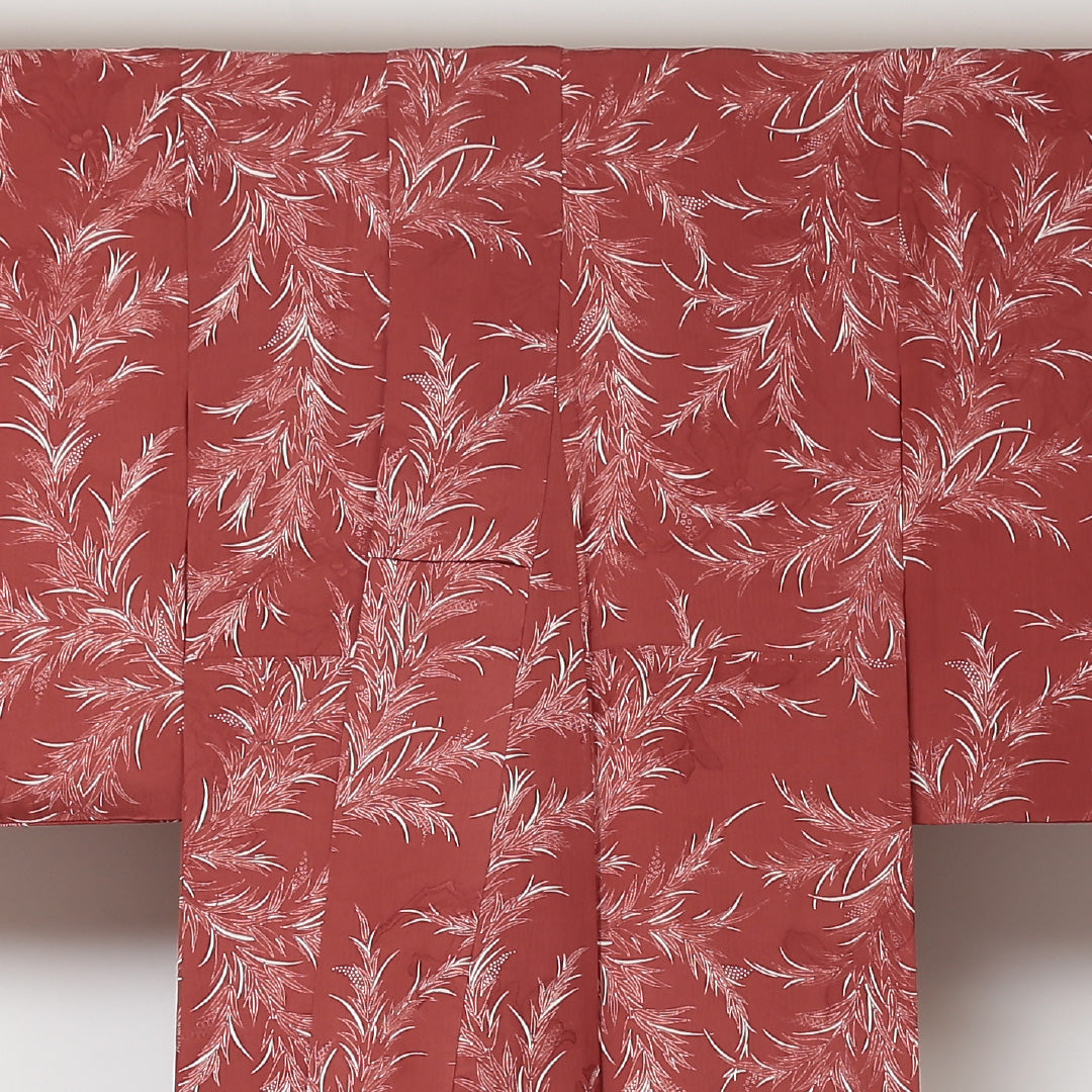 小紋 袷 身丈159cm 裄64.5cm 赤系 花柄 正絹 Aランク 1215-01605-3312